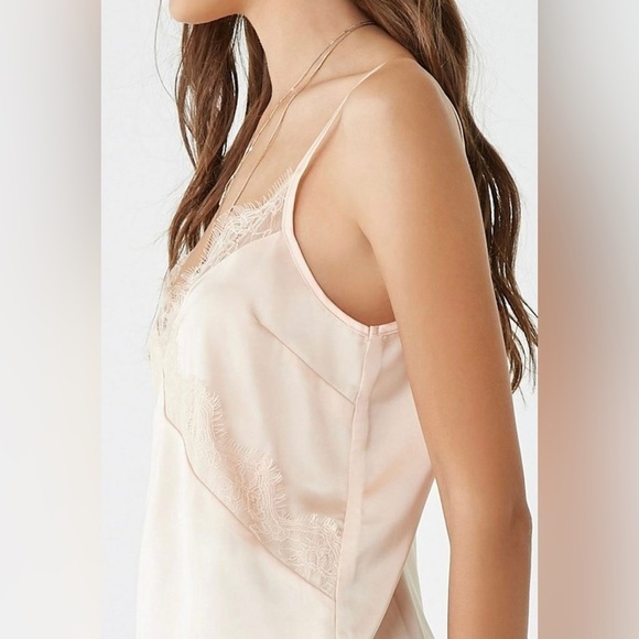 Forever 21 Satin Lace-Trim Cami top peach - Picture 6 of 13
